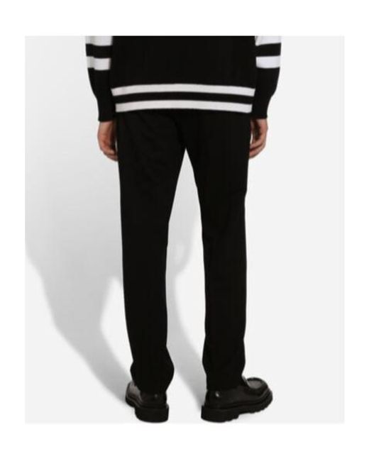 Dolce & Gabbana Black Logo Detailed Regular-Fit Trousers for men