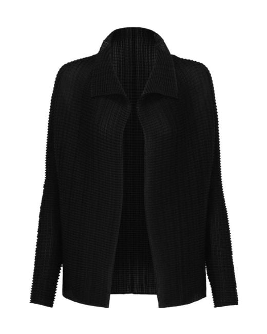 Issey Miyake Black Wooly Pleats Open Cardigan