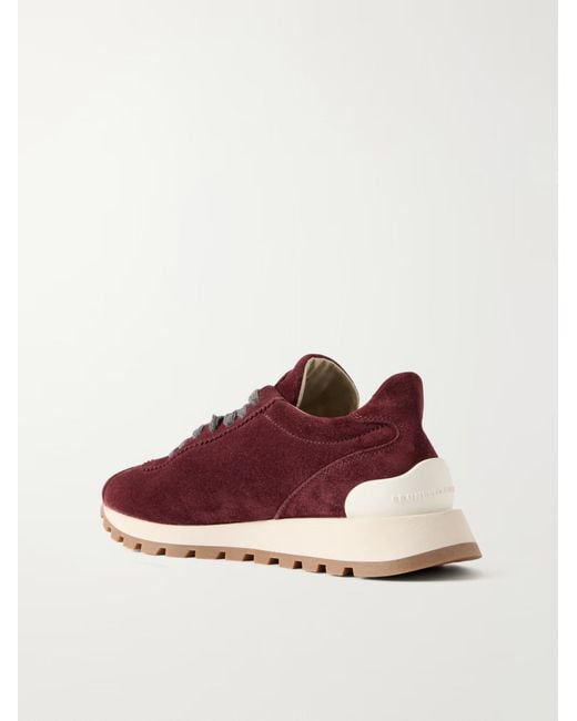 Brunello Cucinelli Purple Suede Runners With Shiny Tab