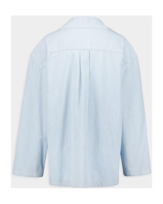 Gucci Blue Web-Stripe Denim Shirt