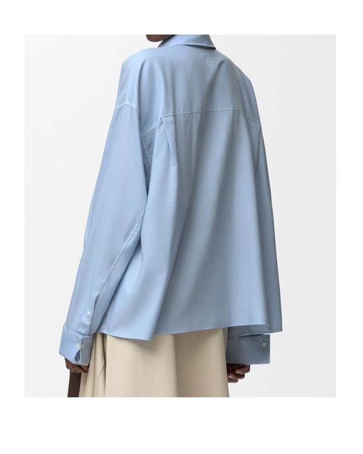 Loewe Blue Wool-Silk Draped Shirt