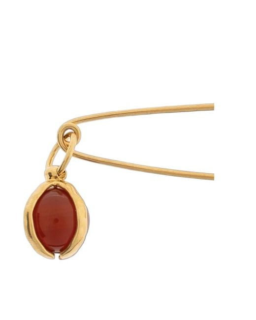 Jil Sander Metallic Drop Charm Safety Pin Brooch