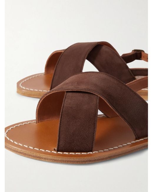 K. Jacques Brown Solid Suede Sandals