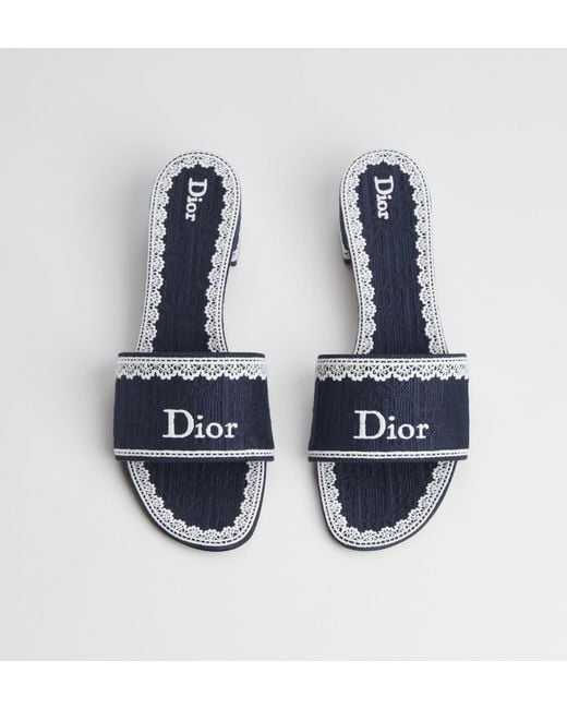 Dior Blue Dentelle Heeled Slide