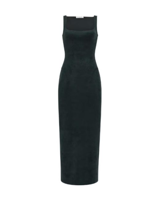 Alaïa Black Square-Neck Sleeveless Midi Dress