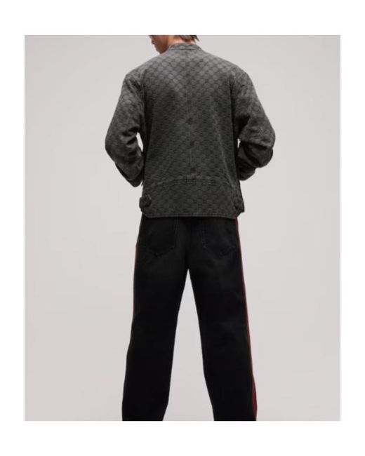 Gucci Gray Gg Cotton Denim Jacquard Zip Jacket for men
