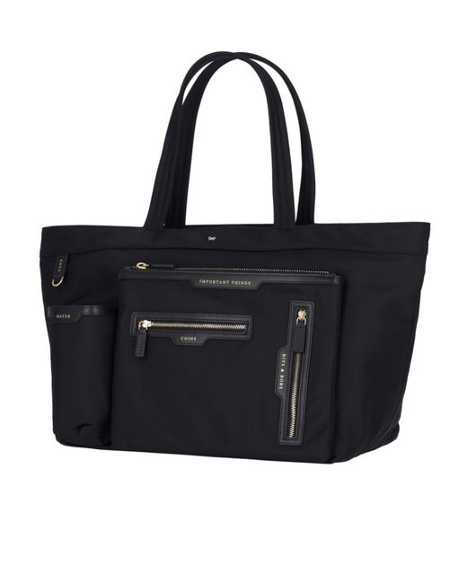 Anya Hindmarch Black Multi-Pocket Tote Bag