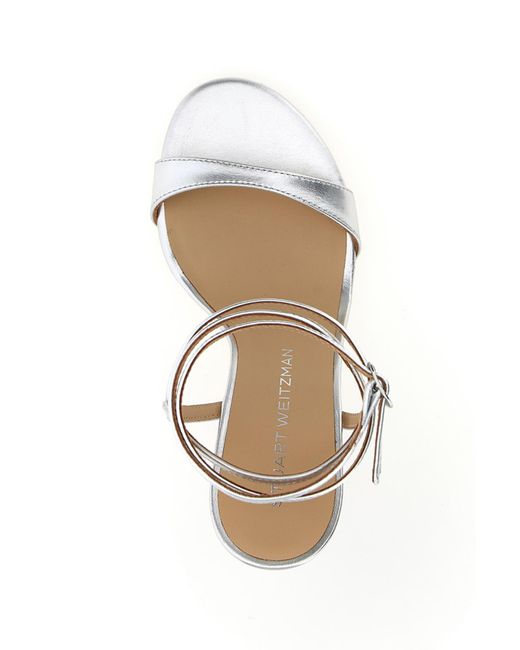 Stuart Weitzman Metallic Round Toe High Heel Sandals