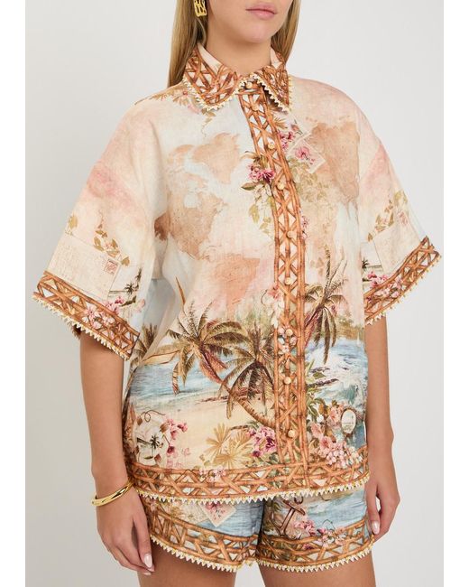 Zimmermann Natural Mohan Printed Linen Shirt