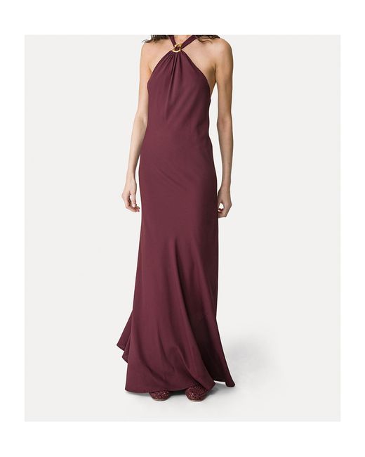 Forte_forte Purple Ring-Detail Halterneck Maxi Dress