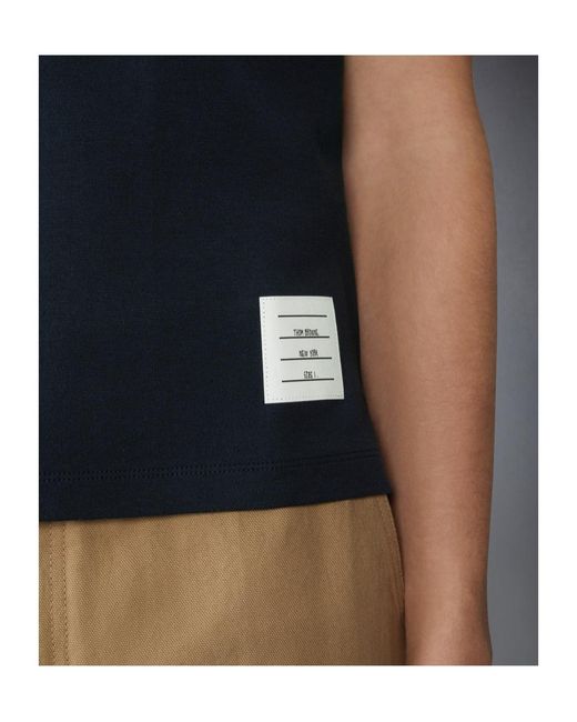 Thom Browne Blue Bar Stripe Cotton Polo Shirt for men