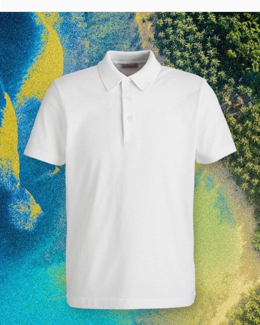Moncler White Pointed Collar Polo Shirt for men