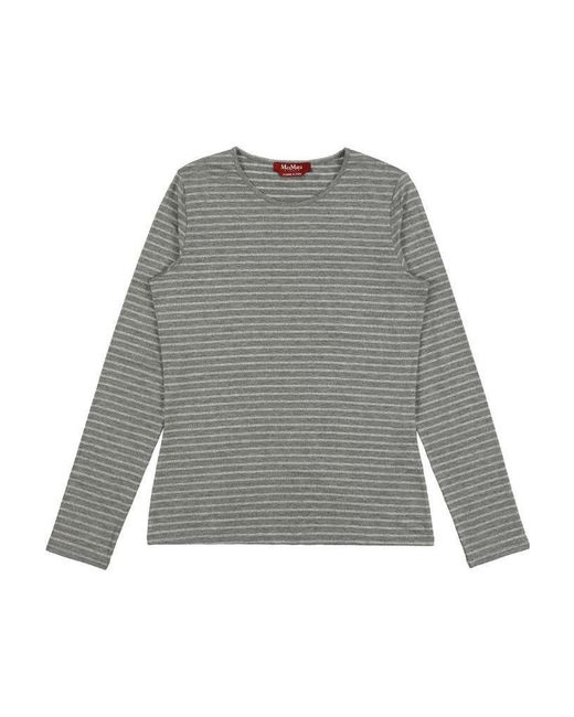 Max Mara Gray T-Shirt With Round Neck And Long Sleeves