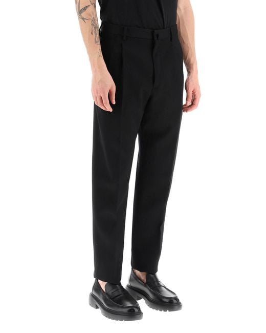 Lanvin Black Pressed-Crease Straight-Leg Trousers for men