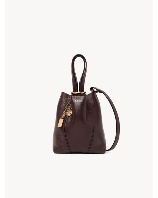 Chloé Brown Chloé Spin Logo Printed Small Top Handle Bag