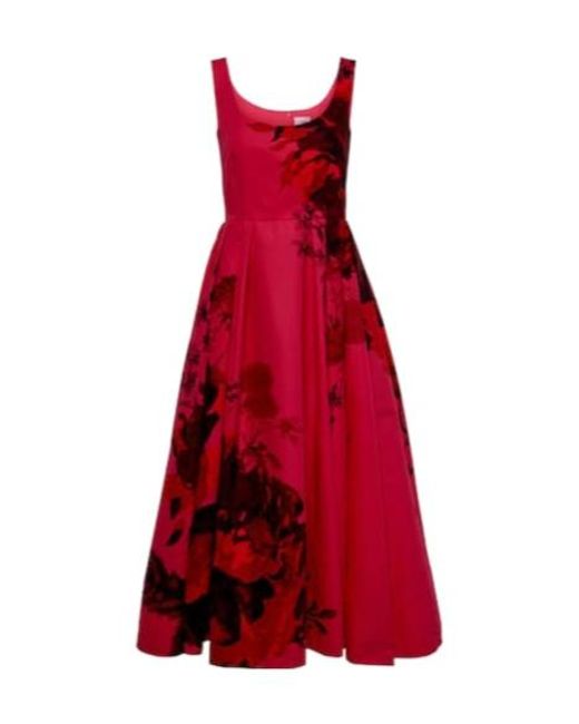 Erdem Red Floral Cotton Faille Maxi Dress