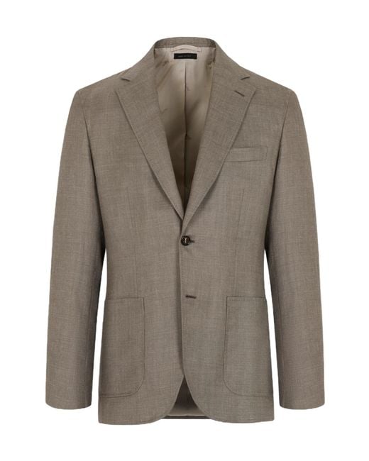 Brioni Brown Zefiro Taupe Silk, Cashmere And Linen Soffio Blazer for men