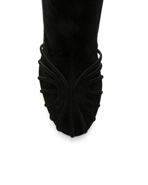 ALEVI Black Round-Toe High-Heeled Ankle Boots