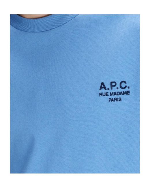 A.P.C. Blue Rue Madame Logo-Print T-Shirt for men