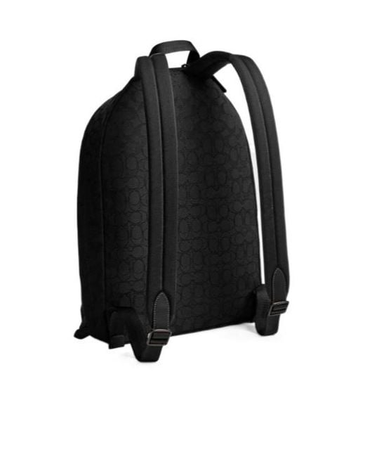 COACH Black Monogram-Pattern Backpack for men