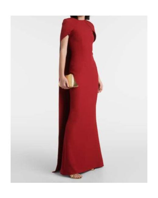 Safiyaa Red Ginkgo Caped Gown