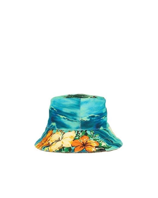 Gucci Blue Graphic Print Reversible Bucket Hat