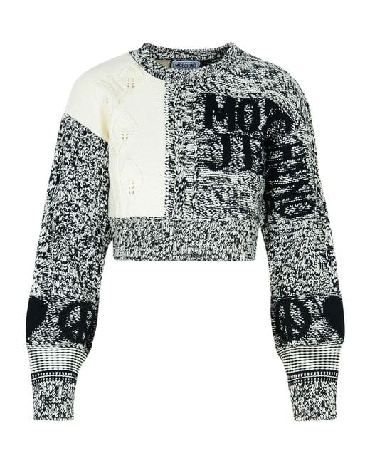 Moschino Multicolor Jeans Logo Intarsia Cropped Jumper