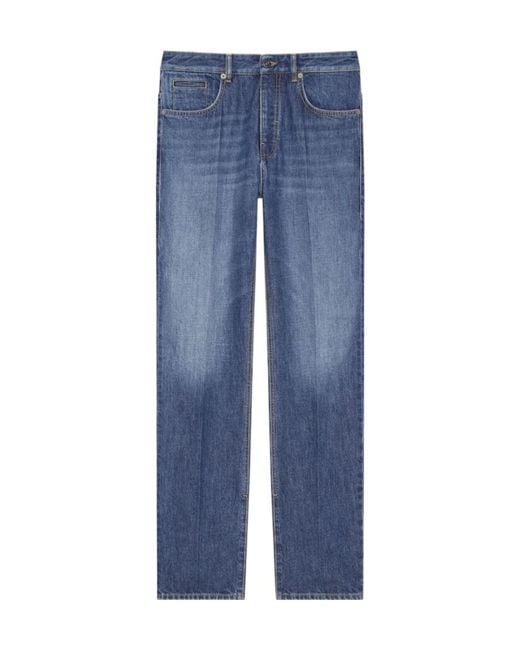 Givenchy Blue Logo Embroidered Straight Leg Jeans for men