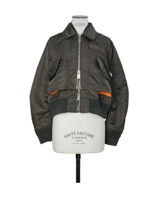 Sacai Gray Double-Zip Bomber Jacket