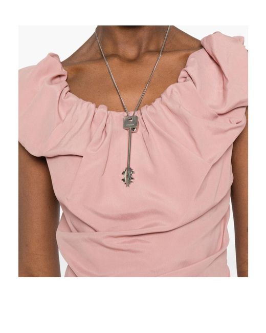 Vivienne Westwood Pink Ruched Mini Dress With Sculptural Off-Shoulder Neckline