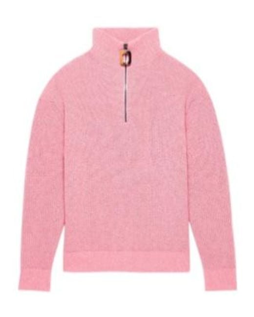 J.W. Anderson Pink Jw Anderson Half-Zip High Neck Knitted Sweater for men