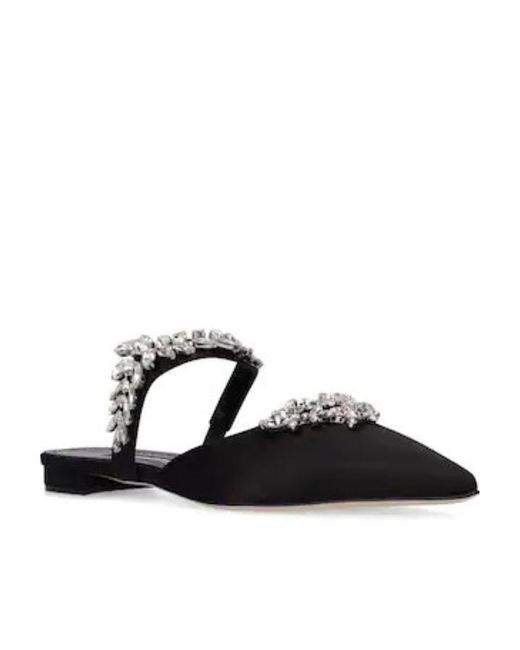 Manolo Blahnik White Logo Satin Flats