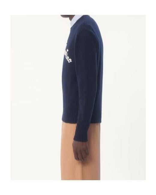 Valentino Blue Chez Embroidered Crewneck Jumper for men
