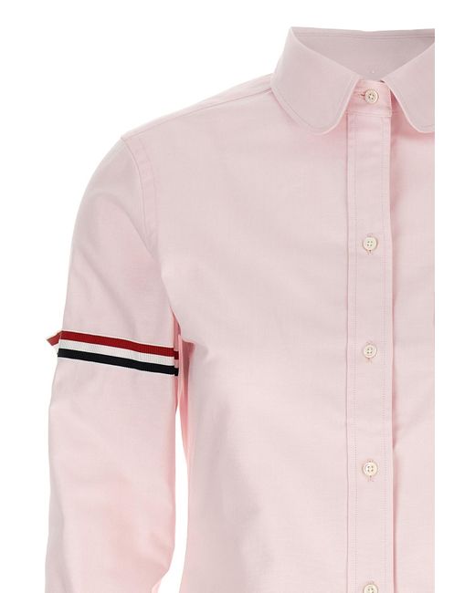 Thom Browne Pink Rwb Striped Buttoned Shirt