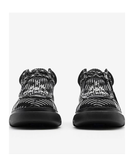 Burberry Black Checked Round-Toe Derby Shoes for men