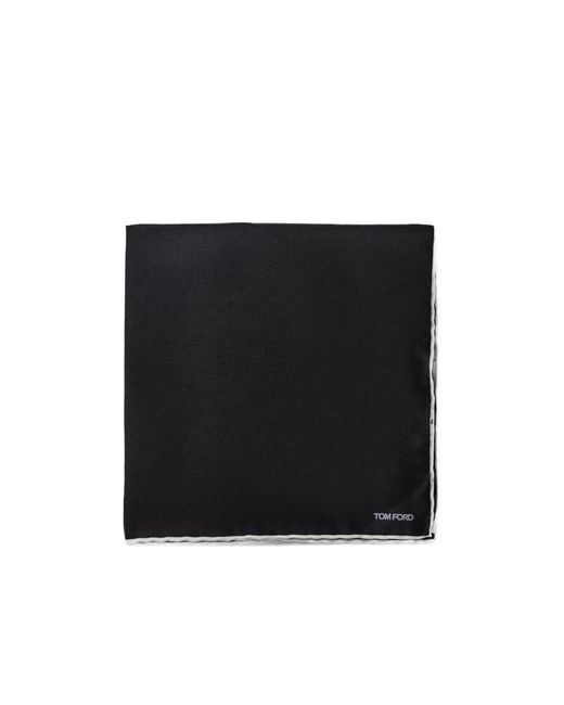 Tom Ford Black Embroidered Square Scarf With Logo for men