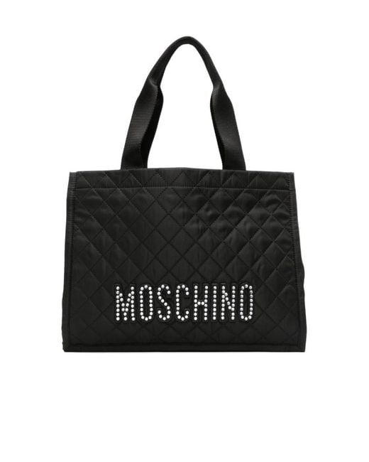 Moschino Black Logo Pattern Handbag