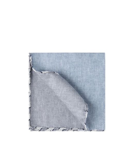 Brunello Cucinelli Blue Striped Border Pocket Square Scarf for men