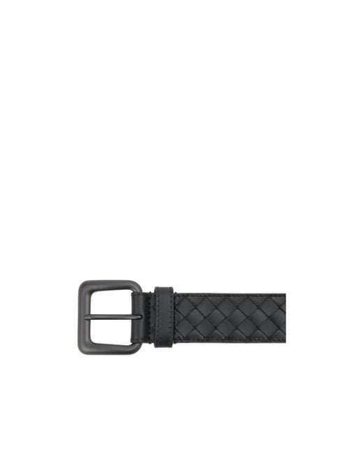Bottega Veneta Gray Intrecciato Buckle Belt for men