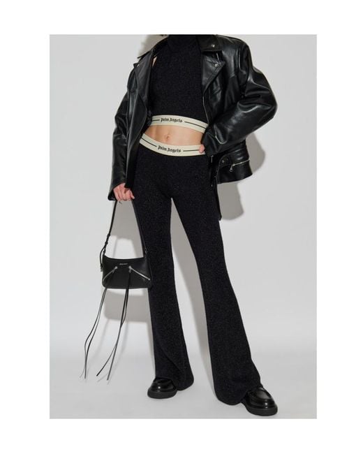 Palm Angels Black Stand Up Collar Knitted Top