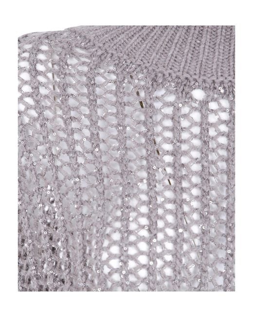 D.exterior Gray Open-Knit Sweater