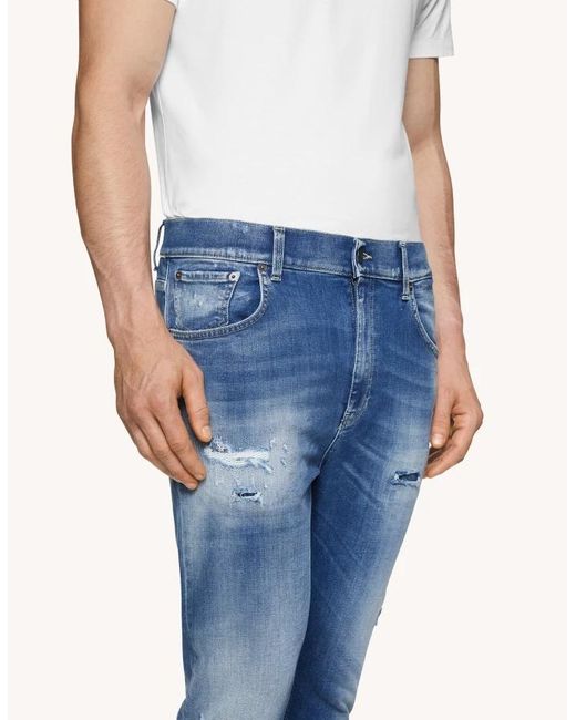 Dondup Blue Pierced Jeans for men