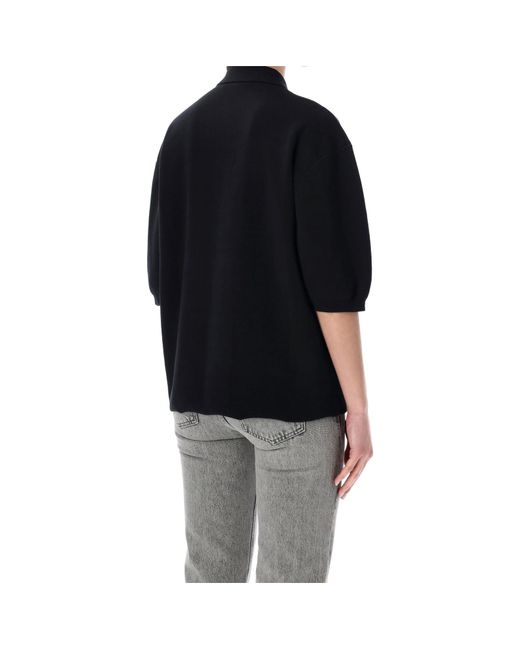 Frankie Shop Blue Nola Knit Polo Top