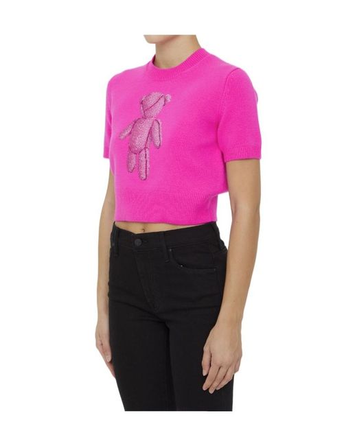 Alexander Wang Pink Beiress Crystal-Embellished Short-Sleeve T-Shirt