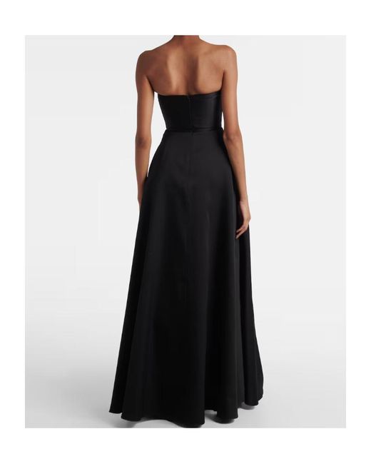 Roland Mouret Black Pleated Taffeta Corset Gown
