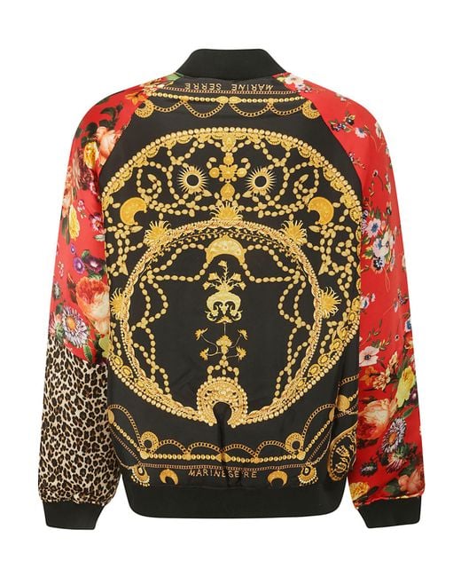 MARINE SERRE Red Regenerated Silk Scarves Bomber Jacket