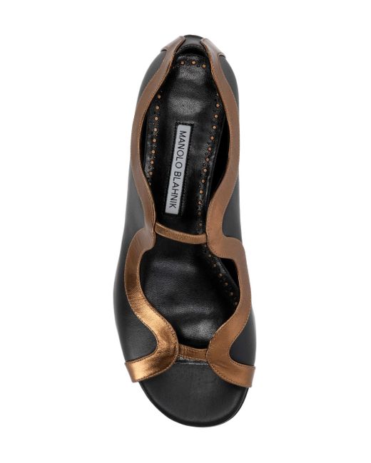 Manolo Blahnik Black Round Toe Flat Sandals