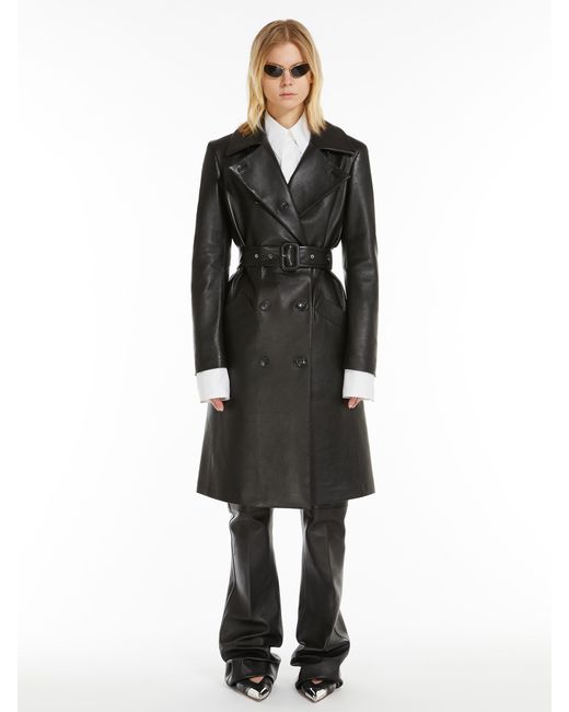 Sportmax Black Double-Breasted Belted Coat