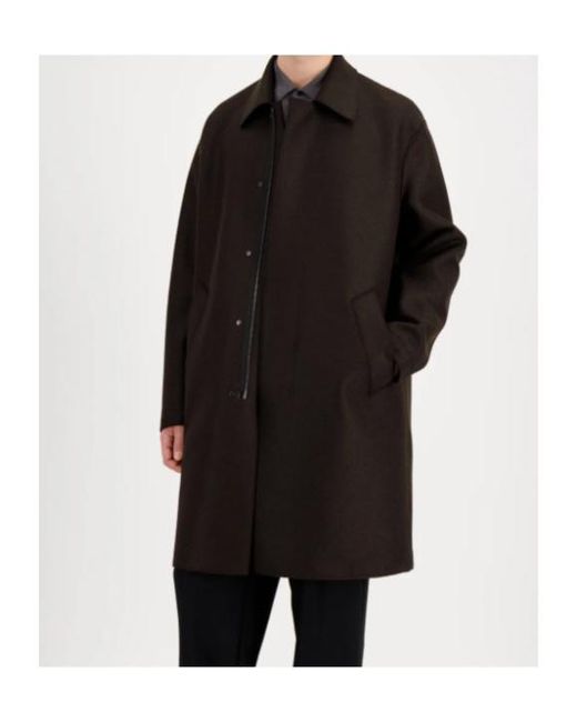Harris Wharf London Black Fly Front Zipped Coat Pressed Wool for men