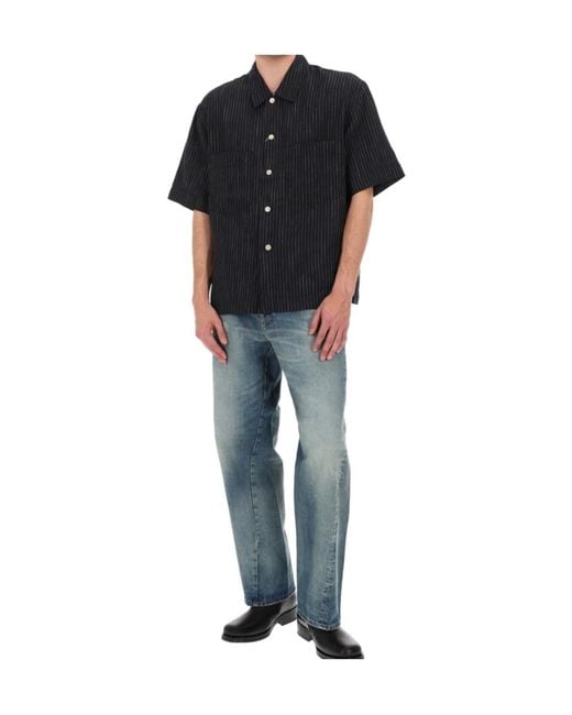 sunflower Black Pinstriped Short-Sleeve Shirt for men